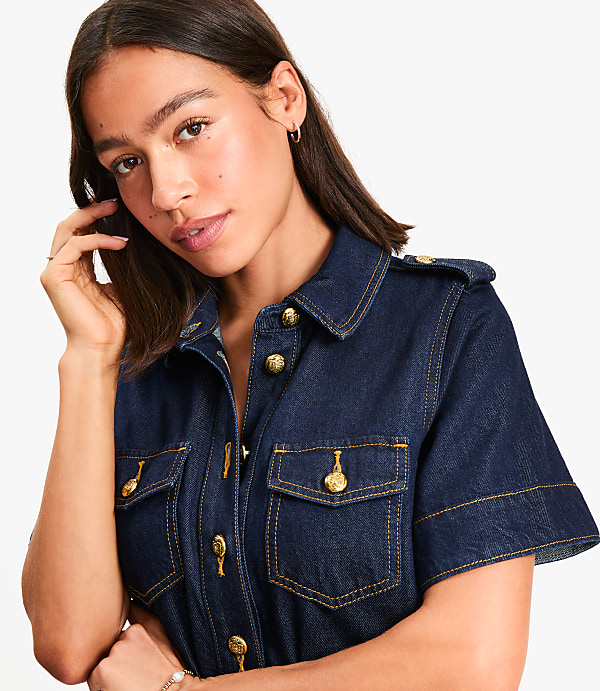 Denim Mini Pocket Dress in Classic Rinse Wash