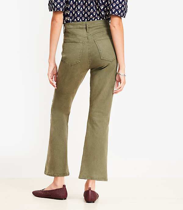 Patch Pocket High Rise Kick Crop Jeans in Evening Olive