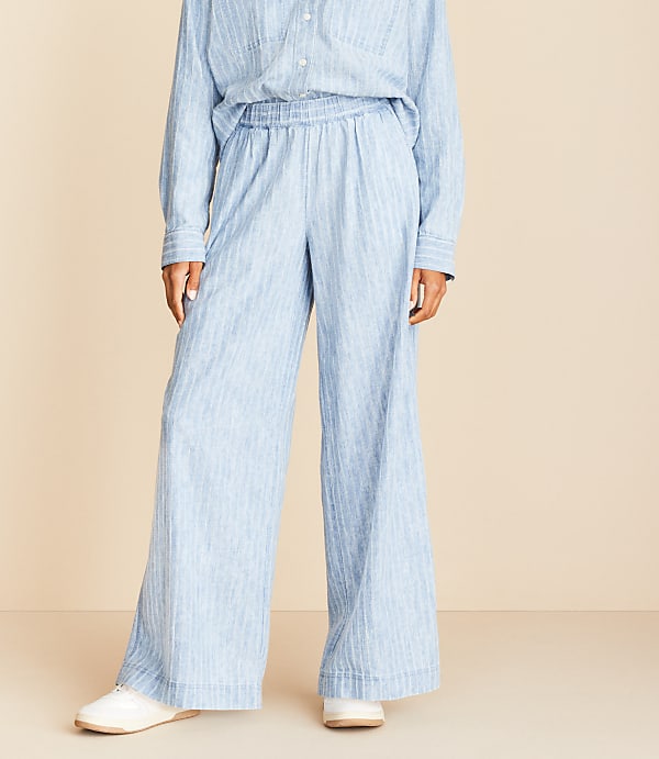 Petite Lou & Grey Striped Straight Pants