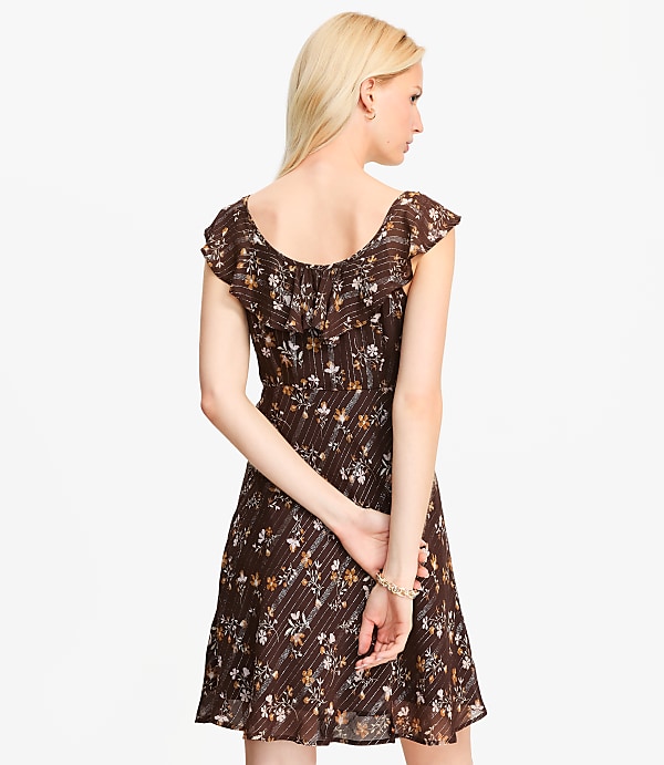 Petite Shimmer Floral Ruffle Mini Dress