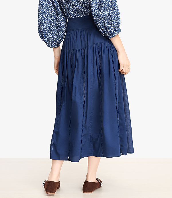 Petite Cutout Trim Midi Skirt