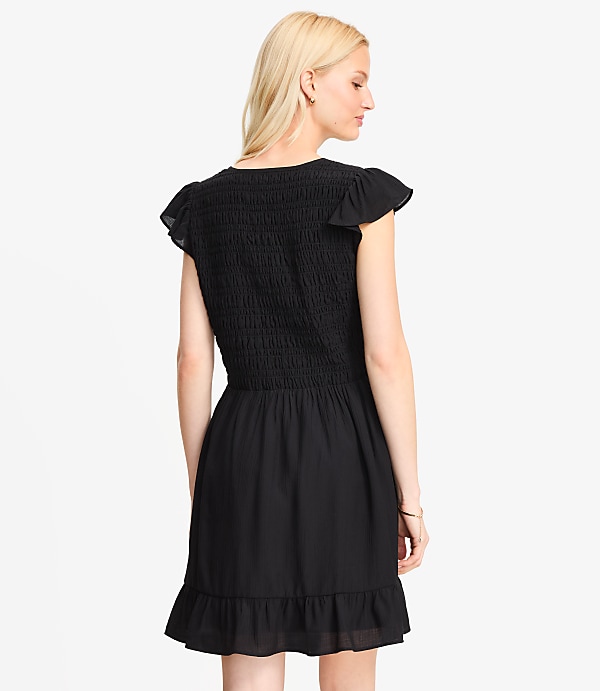 Tie Smocked Mini Pocket Dress