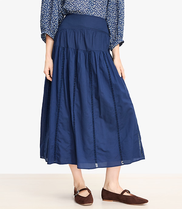 Cutout Trim Midi Skirt