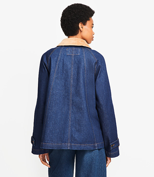 Petite Denim Barn Jacket in Dark Rinse Wash