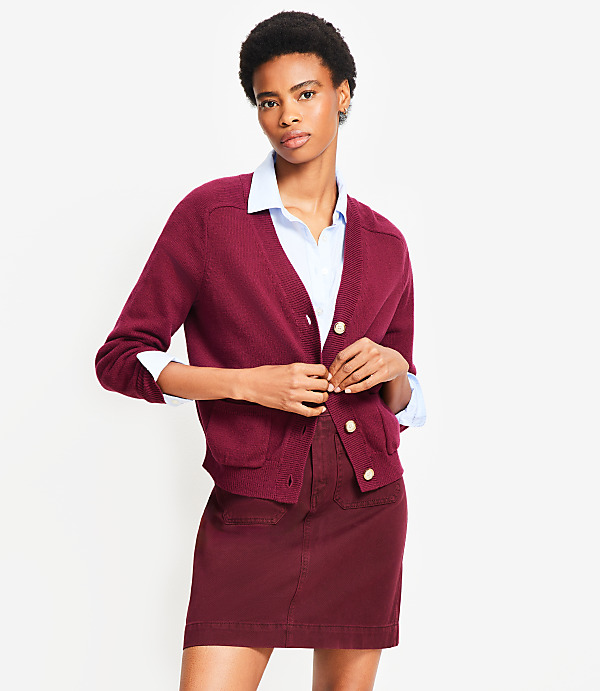 Petite V-Neck Pocket Cardigan