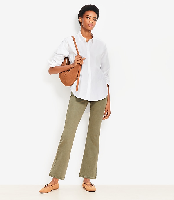Petite Poplin Cutout Back Tunic Shirt