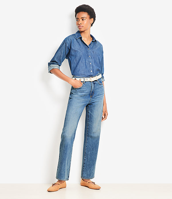 High Rise Straight Jeans in Authentic Vintage Mid Wash