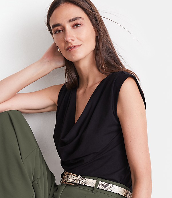 Petite LOFT Versa Cowl Neck Top