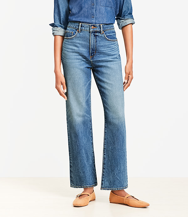 High Rise Straight Jeans in Authentic Vintage Mid Wash