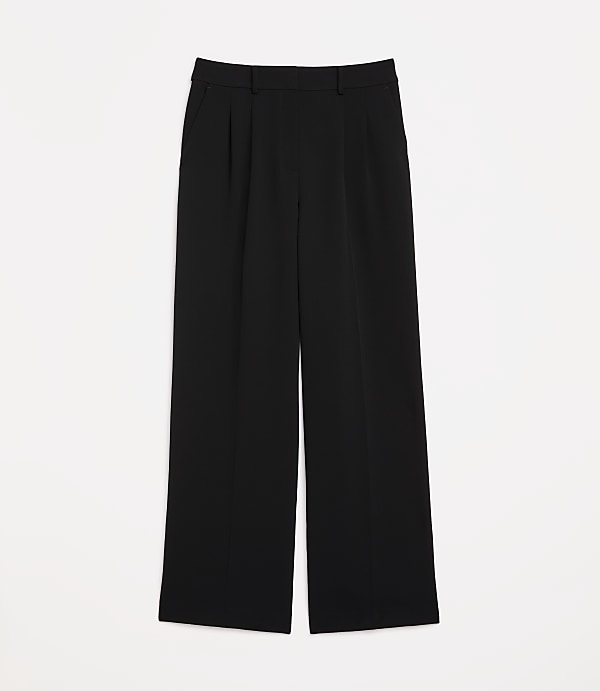 Petite LOFT Versa Crepe Drape Pleated Relaxed Straight Pants