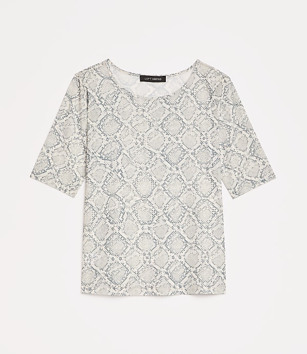 LOFT Petite Versa Snake Print Mesh Elbow Sleeve Tee