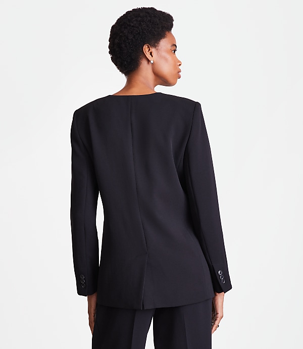 LOFT Versa Crepe Drape Collarless Blazer
