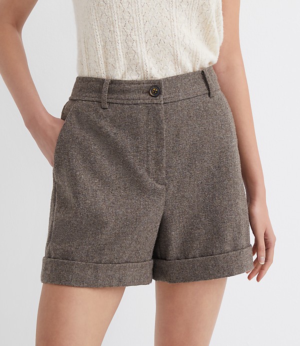 Cuffed Shorts in Wool Blend