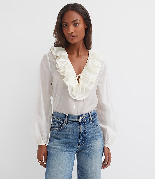 Ruffle Tie Neck Blouse