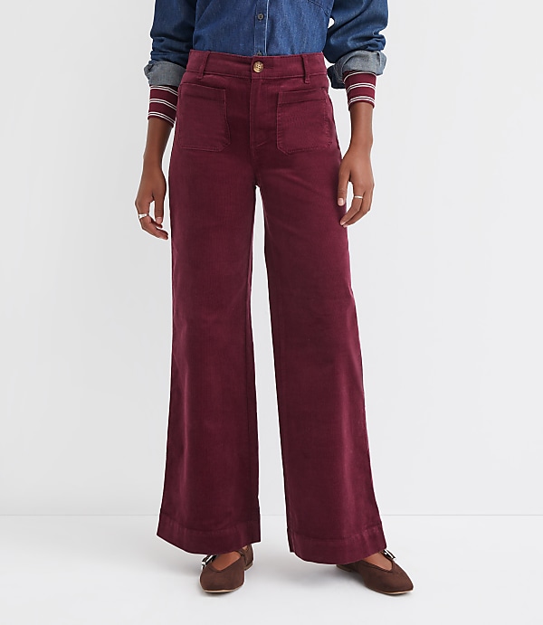 Petite Palmer Wide Leg Pants in Brushed Corduroy