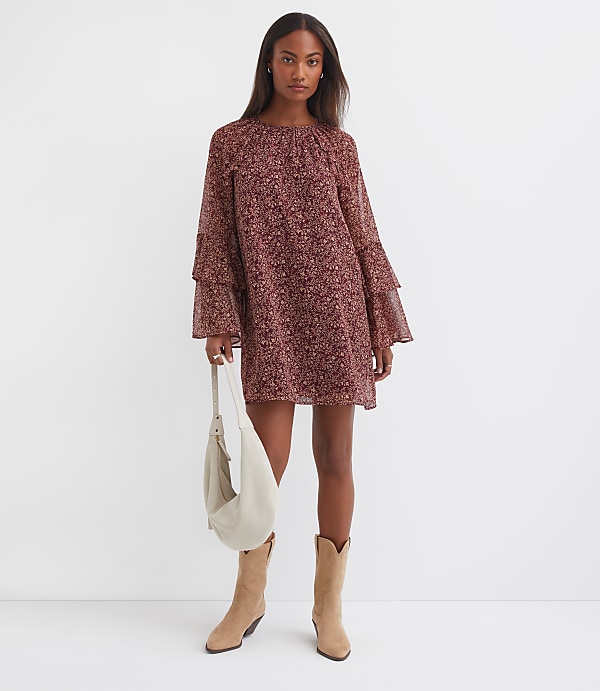 Petite Floral Ruffle Mini Dress