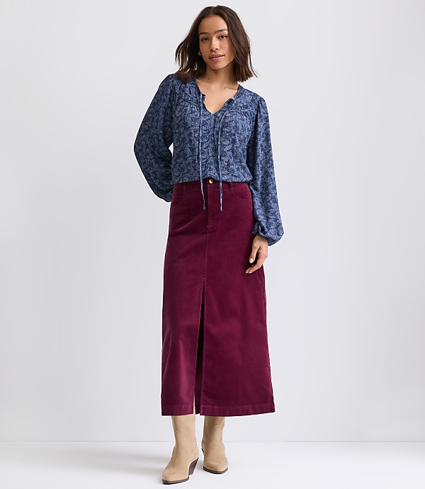 Petite Brushed Corduroy Midi Skirt