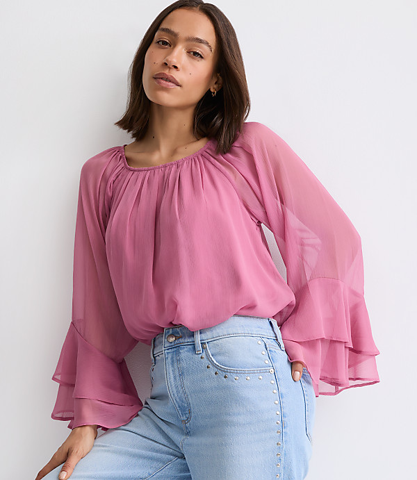 Tiered Ruffle Sleeve Blouse