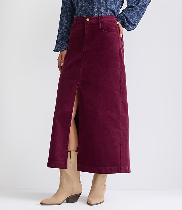 Brushed Corduroy Midi Skirt