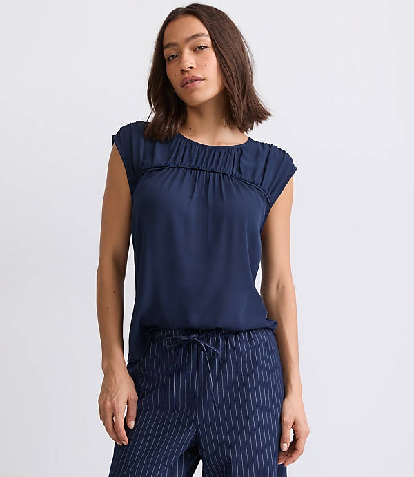 Cap Sleeve Mixed Media Blouse