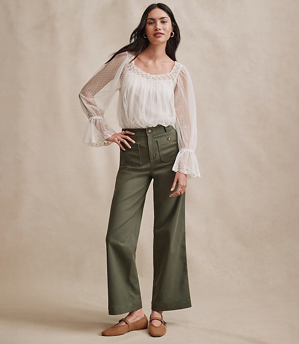 Tall Palmer Wide Leg Crop Pants in Twill