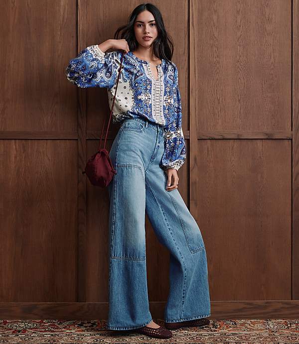 High Rise Wide Leg Carpenter Jeans in Classic Indigo Wash