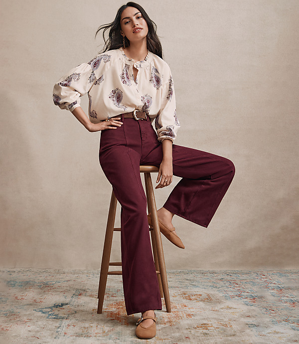Five Pocket Seamed Wide Leg Pants