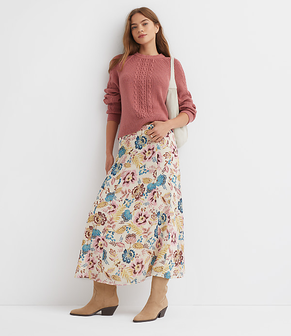 Garden Chiffon Paneled Midi Skirt