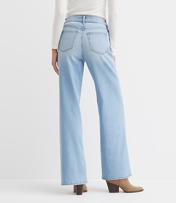Studded High Rise Wide Leg Jeans In Mid Vintage Wash