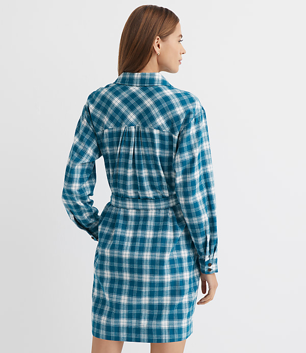 Plaid Belted Mini Pocket Shirtdress