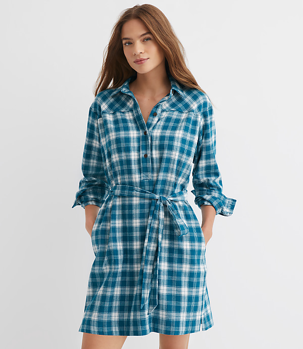 Plaid Belted Mini Pocket Shirtdress