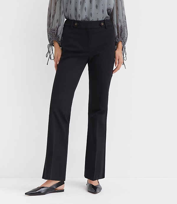 Tab Waist Boot Cut Pants in Bi-Stretch