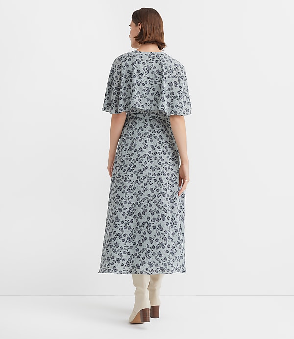 Petite Floral Cape Midi Dress