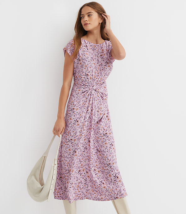 Petite Floral Knotted Midi Dress