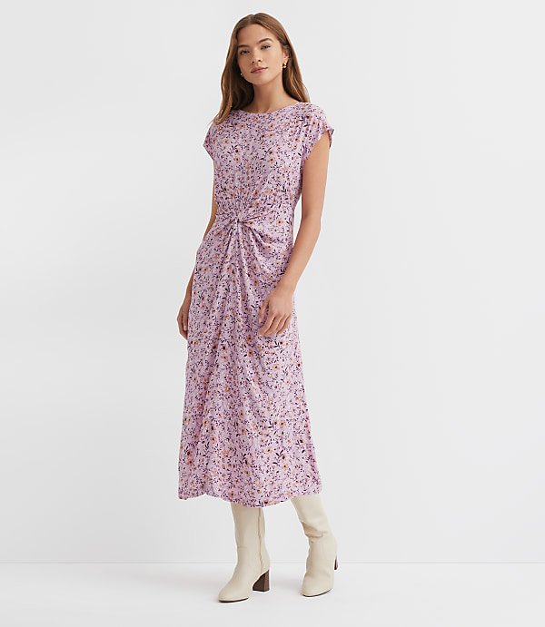 Petite Floral Knotted Midi Dress