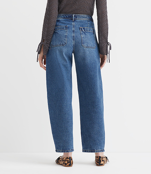 Petite High Rise Barrel Jeans in Authentic Vintage Mid Wash