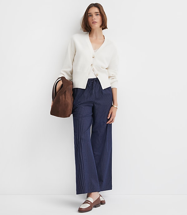Ribtrim Blouson V-Neck Cardigan