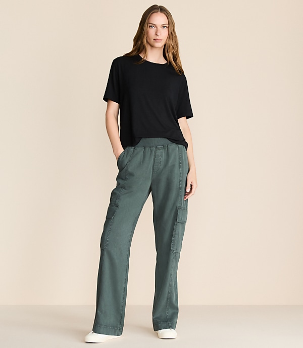 Lou & Grey Washed Twill Straight Leg Cargo Pants