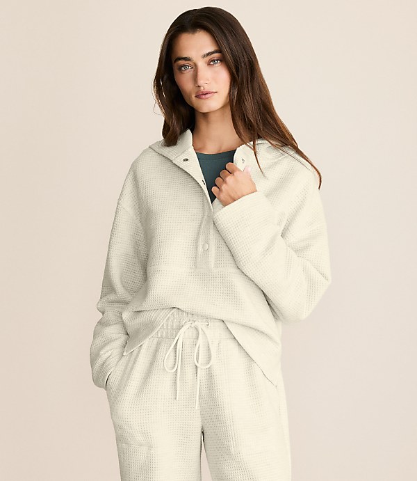 Lou & Grey Heathered Wafflestitch Snap Hoodie
