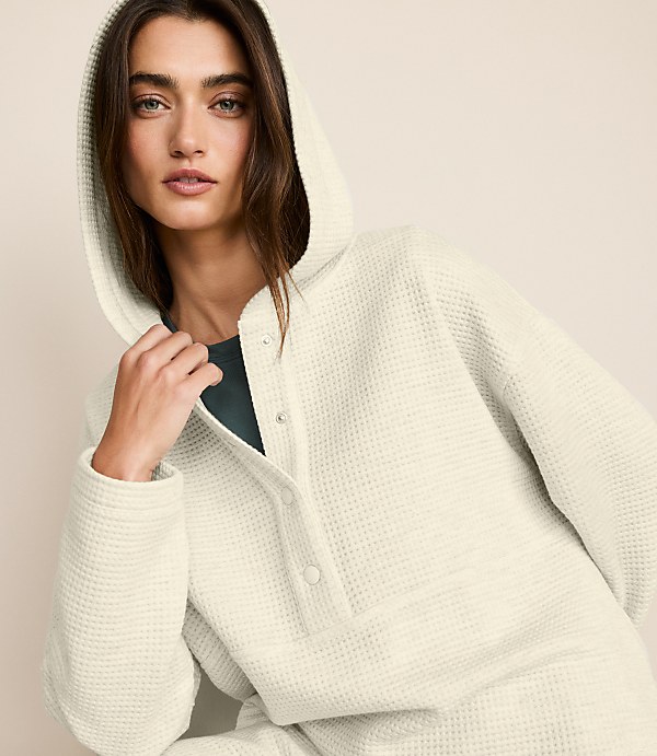 Lou & Grey Heathered Wafflestitch Snap Hoodie