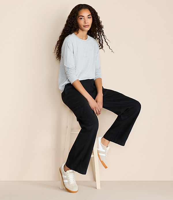 Lou & Grey Washed Twill Straight Leg Cargo Pants