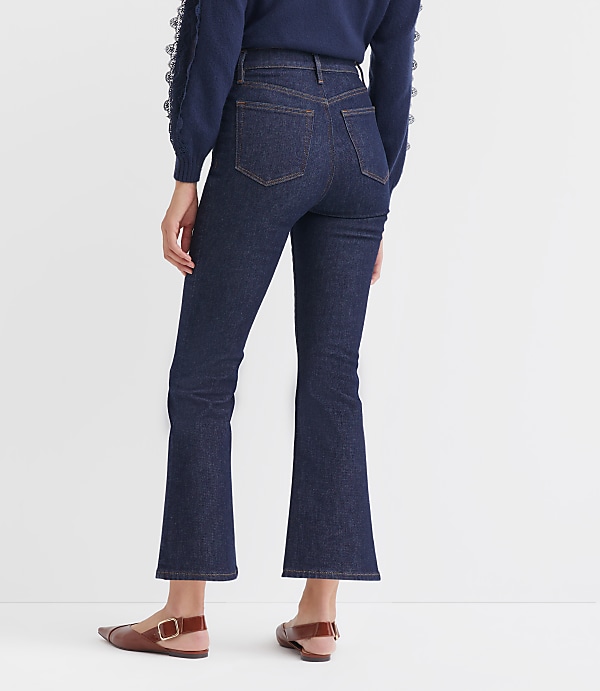 Petite Patch Pocket High Rise Kick Crop Jeans in Classic Rinse Wash