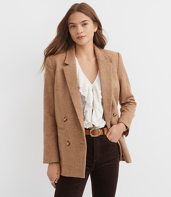 Petite Herringbone Relaxed Blazer