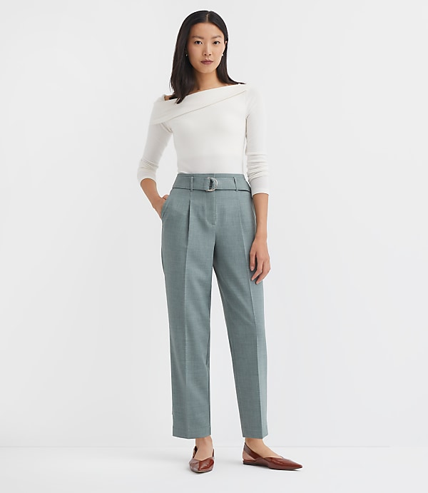 Belted Taper Pants in Melange