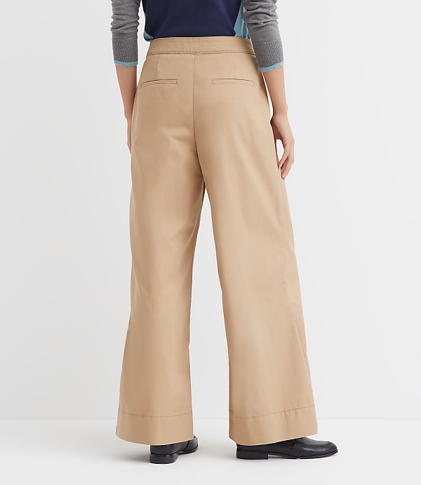 Coin Pocket Pleated Wide Leg Pants in Twill