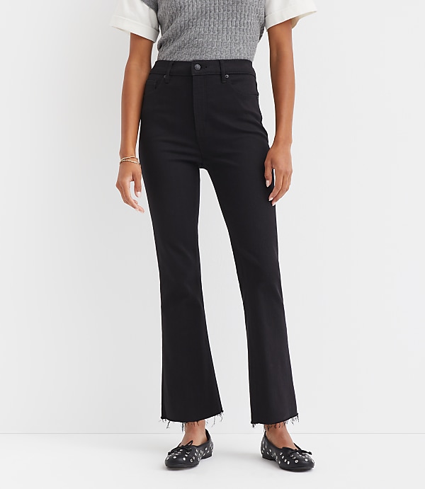 Petite Fresh Cut High Rise Kick Crop Jeans in Jet Black Wash