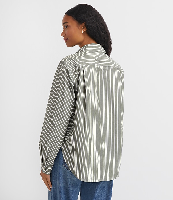 Petite Striped Poplin Everyday Relaxed Pocket Shirt