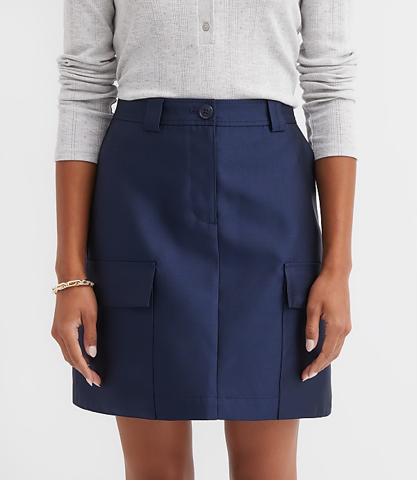 Petite Satin Utility Mini Skirt
