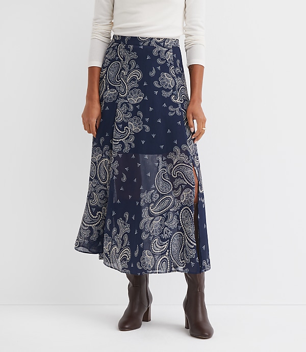Petite Paisley Chiffon Maxi Skirt