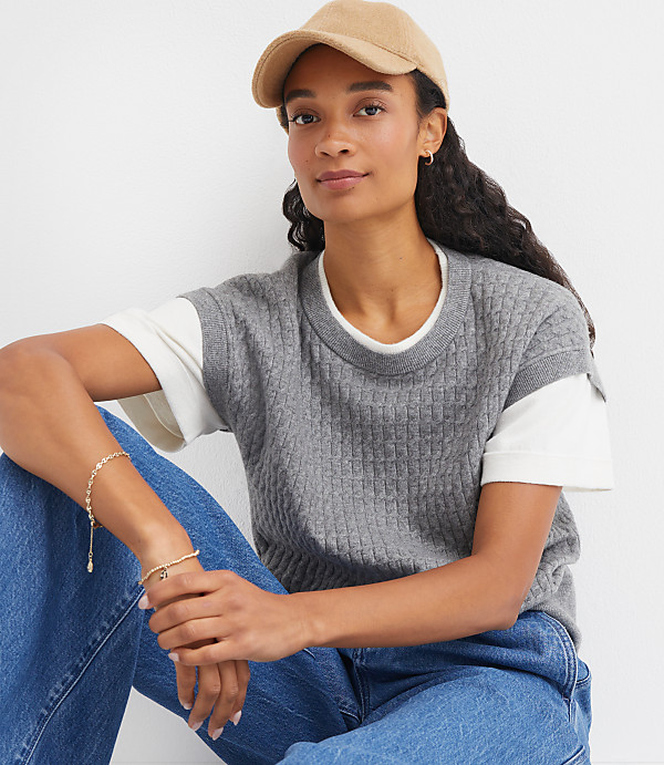 Mixed Media Cable Sweater Tee